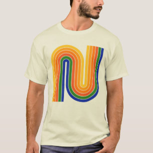 Colorful 70s Retro Style Geometric T-Shirt