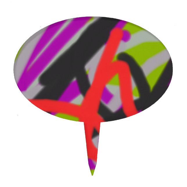 colorful 7564 abstract art cake topper (Front)