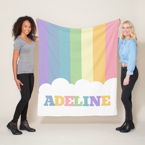 Colorful 7 letter name rainbow earth tones cloud fleece blanket