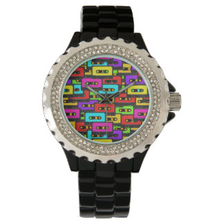 Colorful 80s analoge audio tapes watch