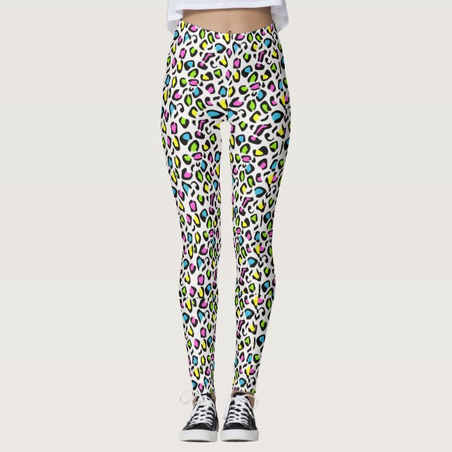 Colorful 80s Cheetah Print Leggings (Front)
