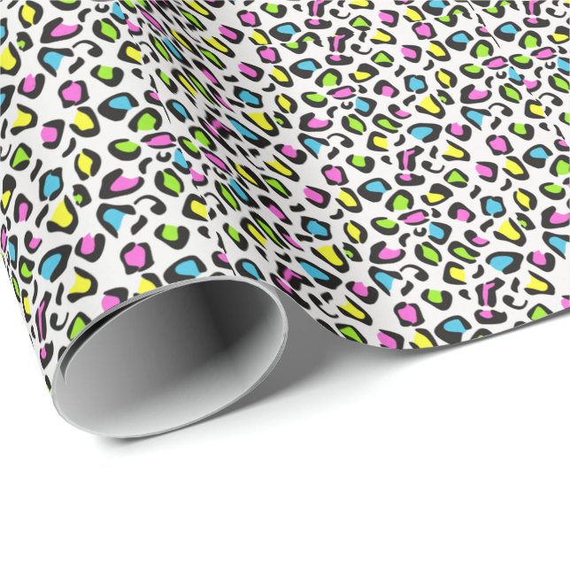 Colorful 80s Cheetah Print Wrapping Paper (Roll Corner)