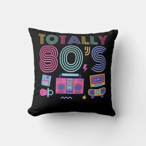 Colorful 80s Costume Party Retro Disco 1980s Throw Pillow