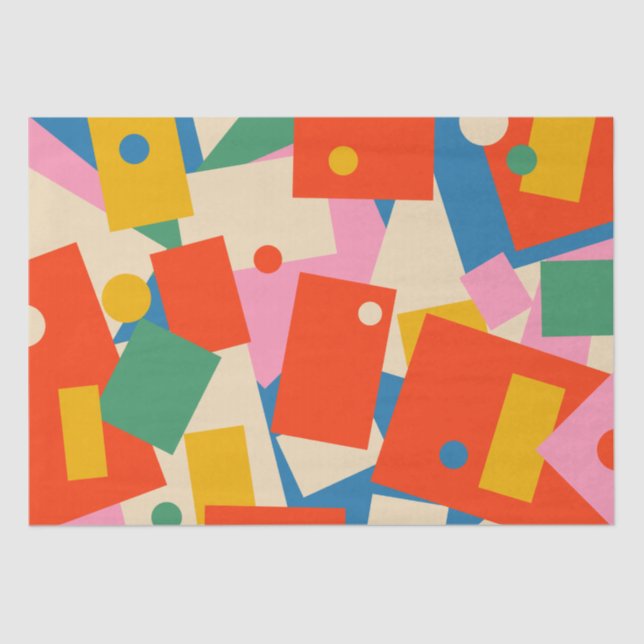 Colorful 80s Geometric Abstract Modern Pattern Tissue Paper (Front)