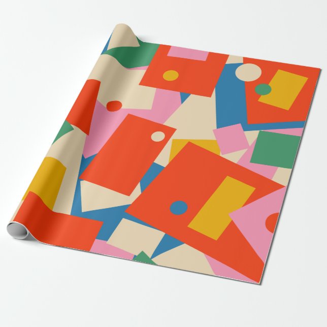 Colorful 80s Geometric Abstract Modern Pattern Wrapping Paper (Unrolled)