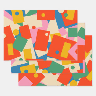 Colorful 80s Geometric Abstract Pattern Wrapping Paper Sheets