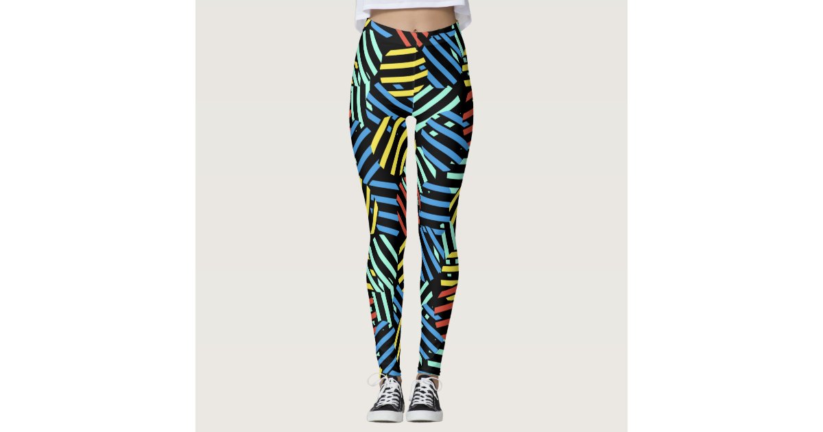 Colorful 80s Memphis Design Circular Pattern Leggings | Zazzle