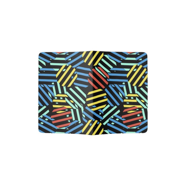 Colorful 80s Memphis Design Circular Pattern Passport Holder (Opened)