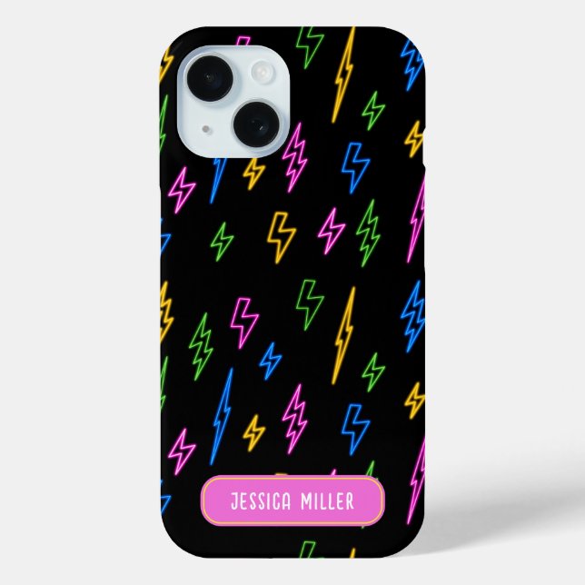 Colorful 80's Neon Lightning Pattern  Case-Mate iPhone Case (Back)