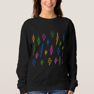 Colorful 80's Neon Lightning Pattern Sweatshirt