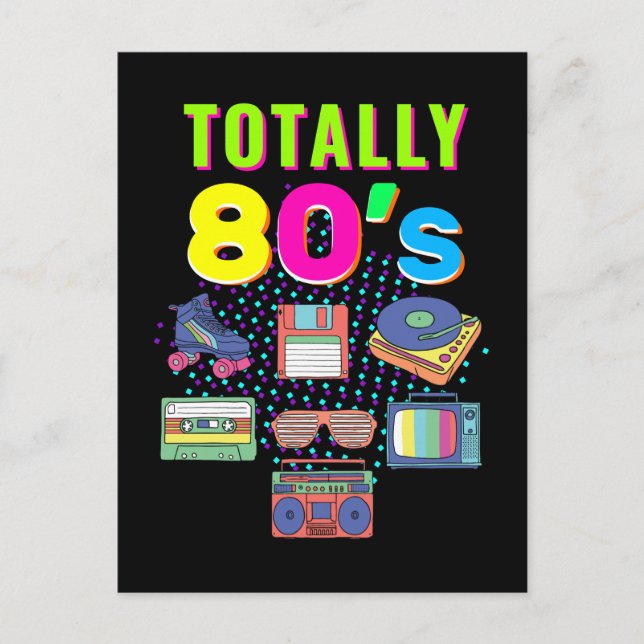 Colorful 80s Party Cassette Disco 1980s Music Postcard (Front)