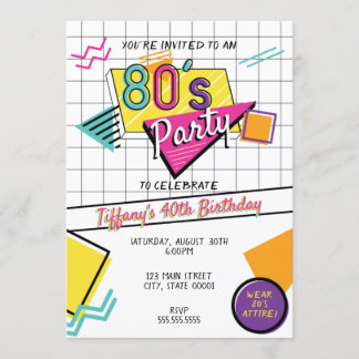 Colorful 80's Party Invitation