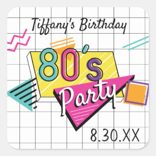 Colorful 80's Party Stickers