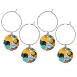Colorful 80s Retro Abstract Party Coin-Shaped Wine Charm