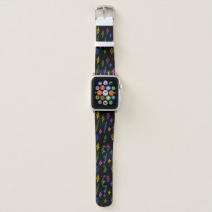 Colorful 80's Retro Neon Lightning Pattern Apple Watch Band