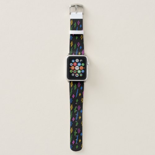 Colorful 80s Retro Neon Lightning Pattern  Apple Watch Band