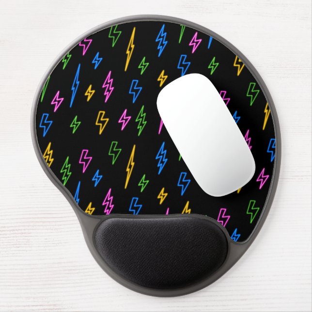 Colorful 80's Retro Neon Lightning Pattern  Gel Mouse Pad (Left Side)