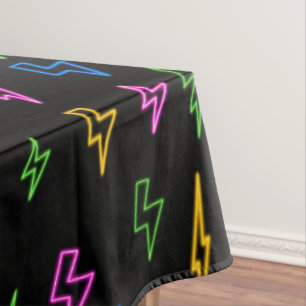 Colorful 80's Retro Neon Lightning Pattern Tablecloth