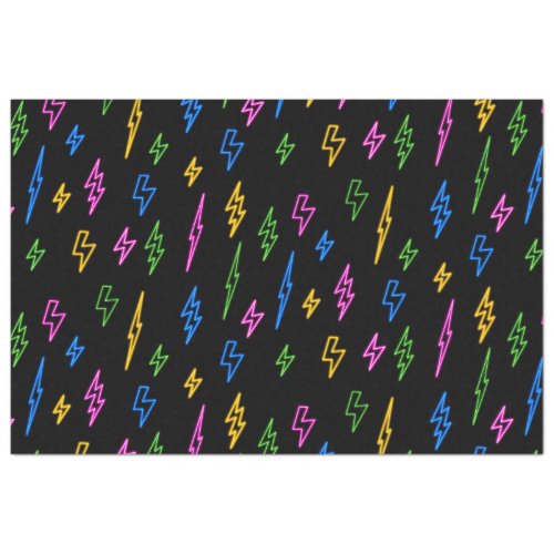 Colorful 80s Retro Neon Lightning Pattern  Tissue Paper