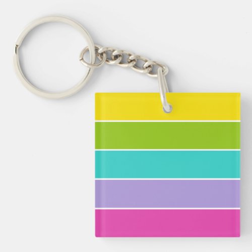 Colorful 80s Retro Stripe Bright Rainbow Keychain