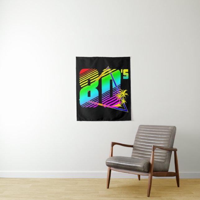 Colorful 80's sunset palm trees tapestry (In Situ)