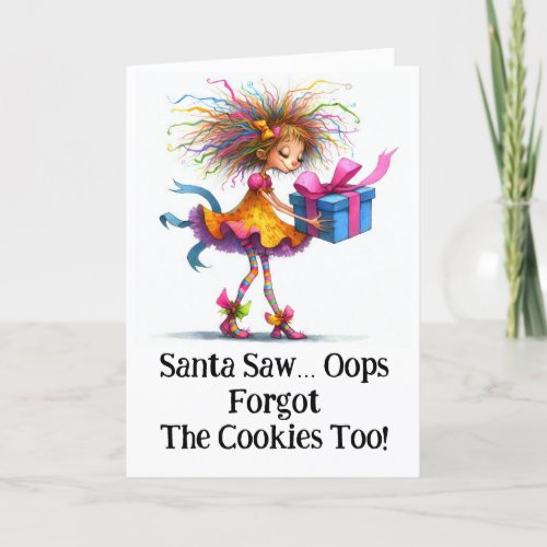 * Colorful 8  Whimsical Christmas Girl  Gift AP97 Thank You Card