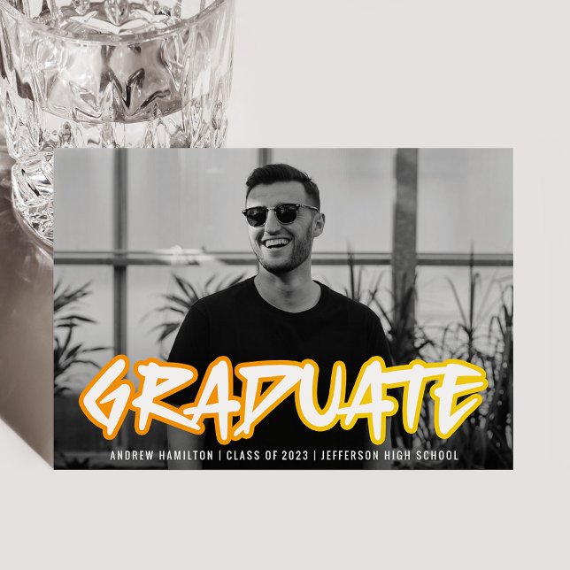 Colorful 90s Retro Typography Photo Graduation Announcement (Creator Uploaded)