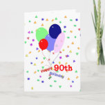 Colorful 90th Birthday Balloons Card<br><div class="desc">A colorful 90th birthday card with balloons and confetti. Customizable verse inside. A cheerful greeting for anyone who is turning ninety years old!</div>
