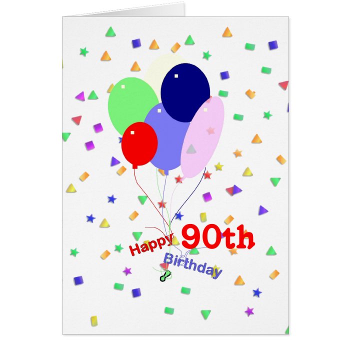 Colorful 90th Birthday Balloons Cards