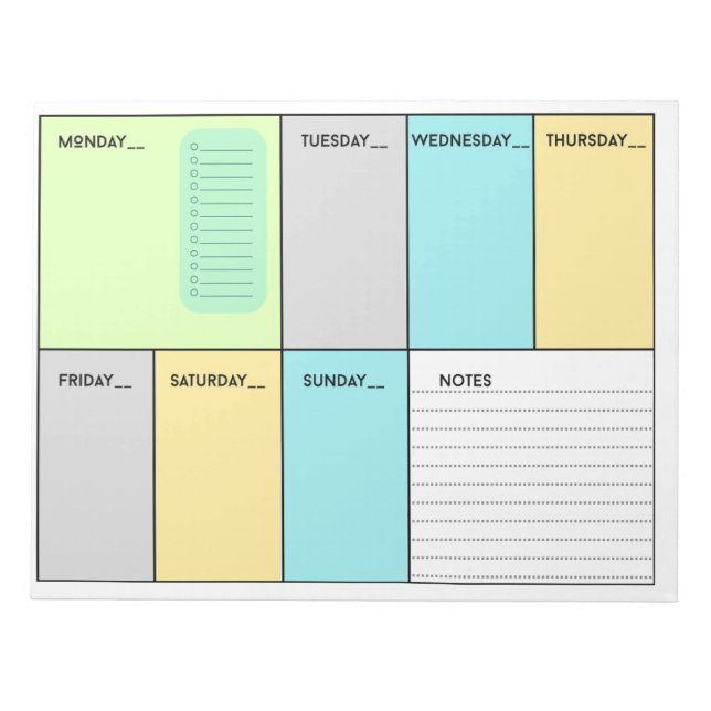Colorful A4 weekly planner Notepad (Front)