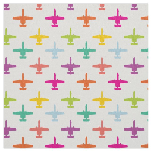 Colorful A-10 Warthog Attack Jet Pattern Candy Fabric (Swatch)