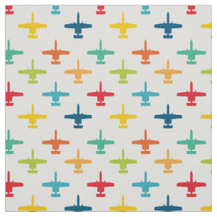 Colorful A-10 Warthog Attack Jet Pattern Primaries Fabric