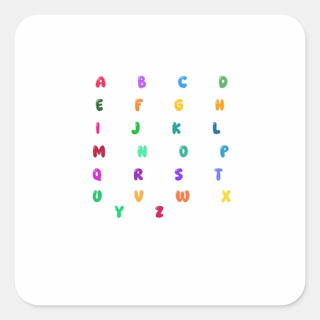 Colorful A-Z Letter Alphabet Sticker | Typography (Front)