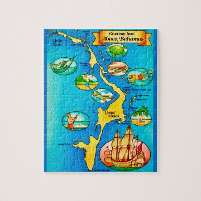 Colorful Abacos Islands Map Jigsaw Puzzle (Vertical)