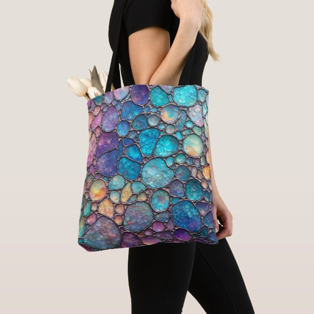 Colorful Abalone Bubbles Tote Bag (Close Up)