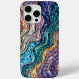 Colorful Abalone Rippled Waves iPhone 15 Pro Max Case