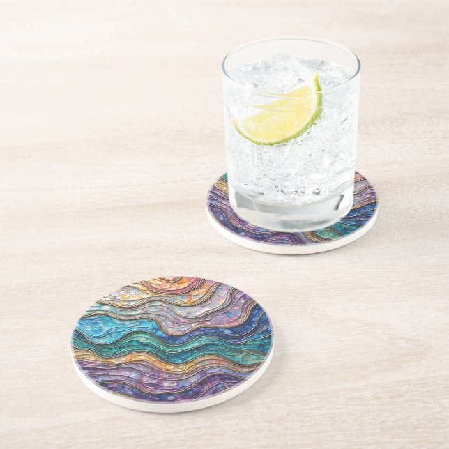 Colorful Abalone Rippled Waves Coaster (Side)