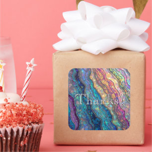 Colorful Abalone Ripples Custom Square Sticker