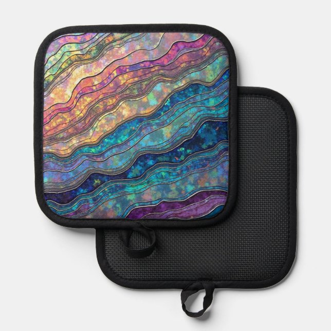 Colorful Abalone Ripples Pot Holder (Front/Back)