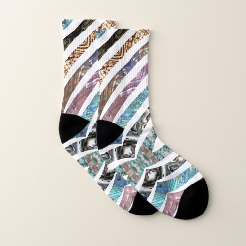 Colorful Abalone Shell Strips Variety Socks