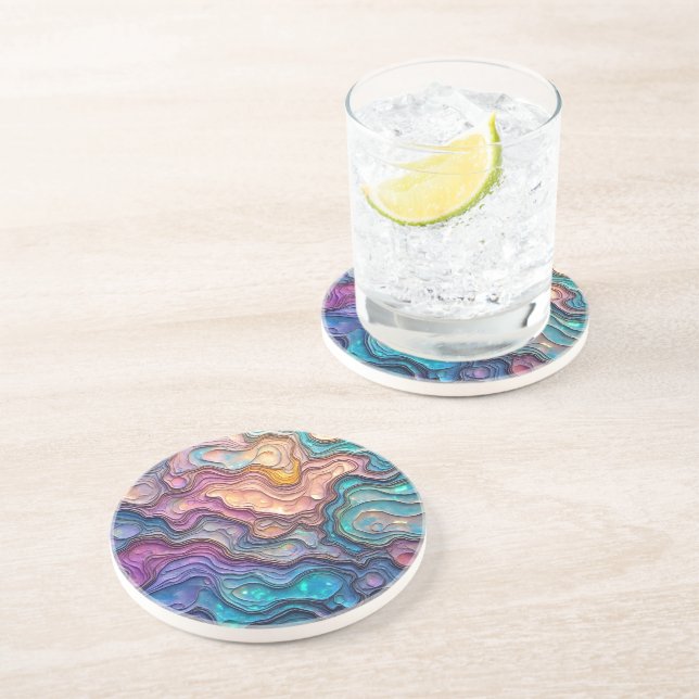 Colorful Abalone Swirls Coaster (Side)