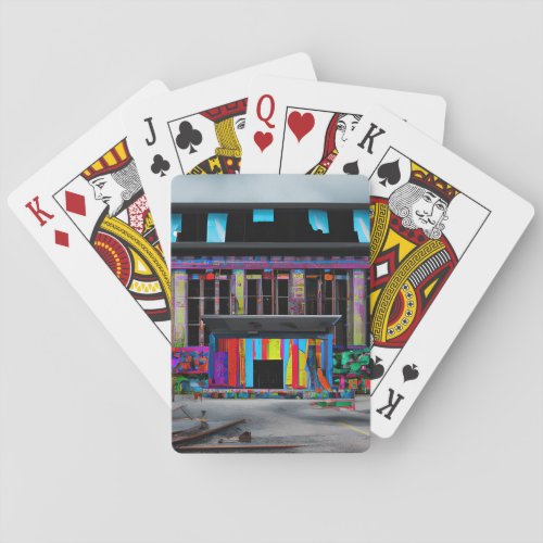 Colorful Abandoned Building Abstract AI Art Playing Cards
