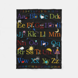 Colorful ABC 123 Design Fleece Blanket