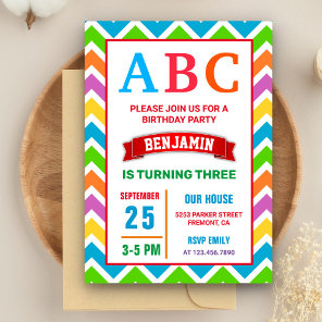 Colorful ABC Kids Alphabet Birthday Party Invitation