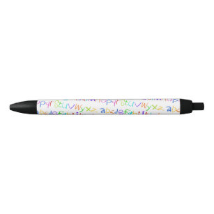 Colorful ABC Rainbow Crayons Kid's Handwriting Black Ink Pen