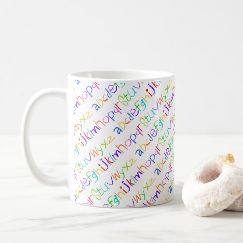 Colorful ABC Rainbow Crayons Kids Handwriting Coffee Mug