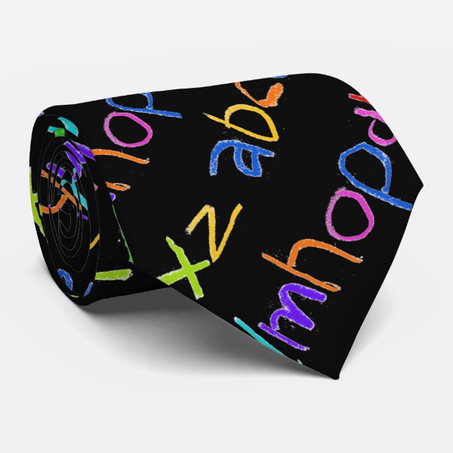 Colorful ABC Rainbow Crayons Kid's Handwriting Neck Tie (Rolled)