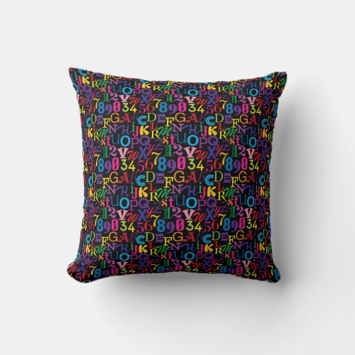 Colorful ABCs and 123s Throw Pillow