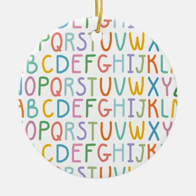 Colorful ABCs Ceramic Ornament (Front)