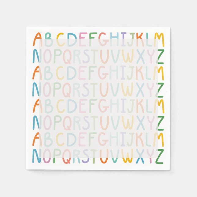 Colorful ABCs Paper Napkins (Front)